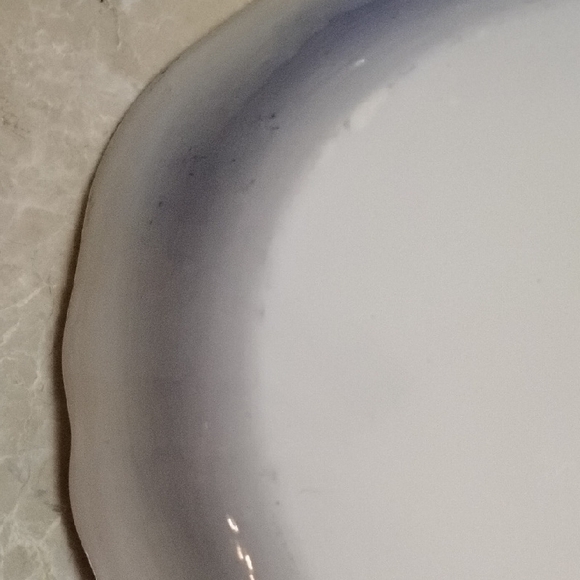 RARE!!! "Flow Blue" Regency Era (1820s) Blue & White Oval Platter w/Gold Trim - Picture 7 of 9